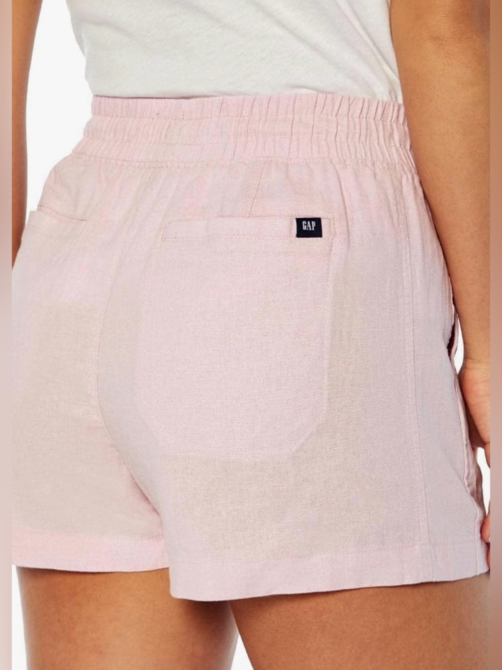GAP Pink Drawstring Linen-Blend Shorts - Picture 3 of 5
